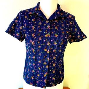 Embroidered 90s vintage one of a kind blouse sz s